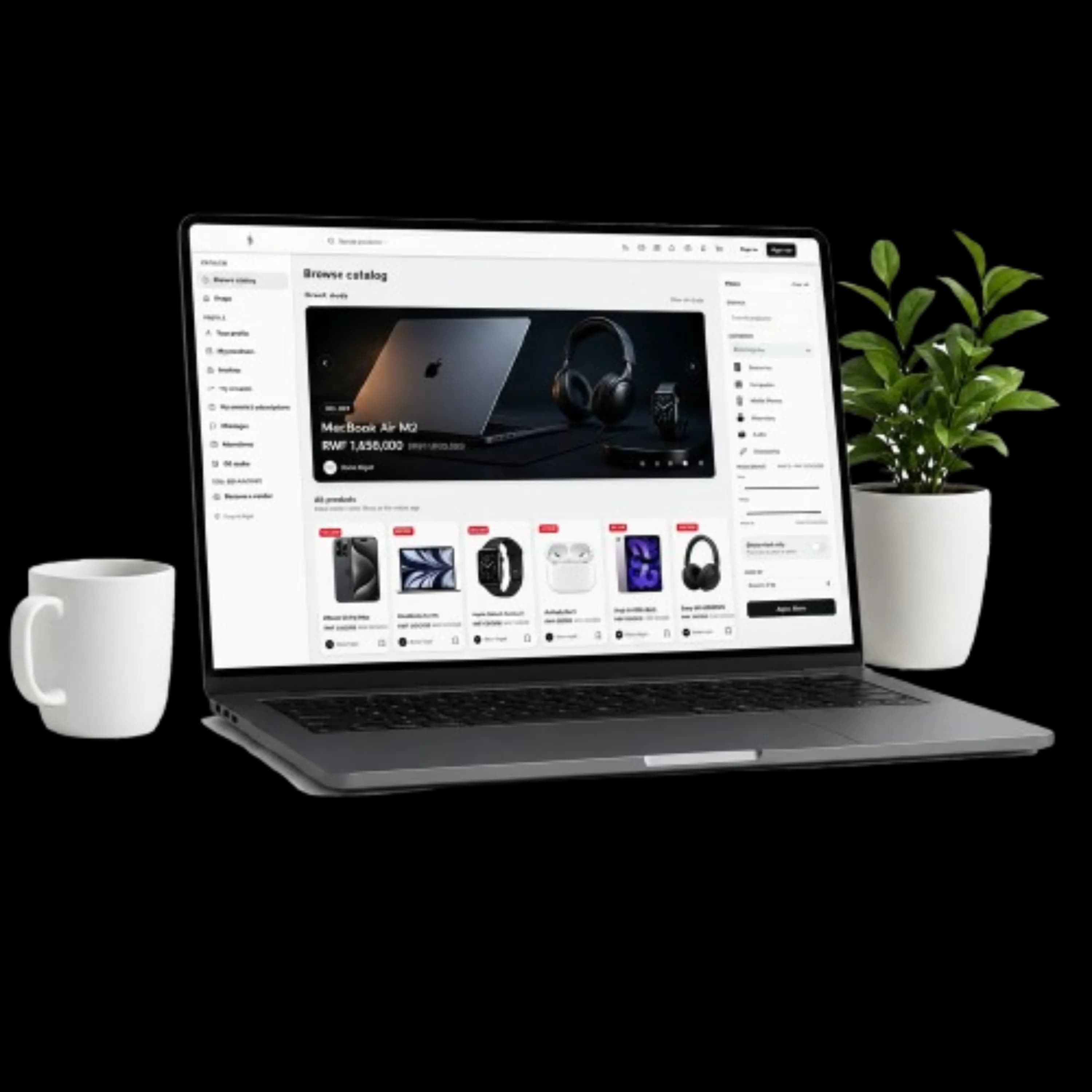 Agaseke Store catalog open on a laptop